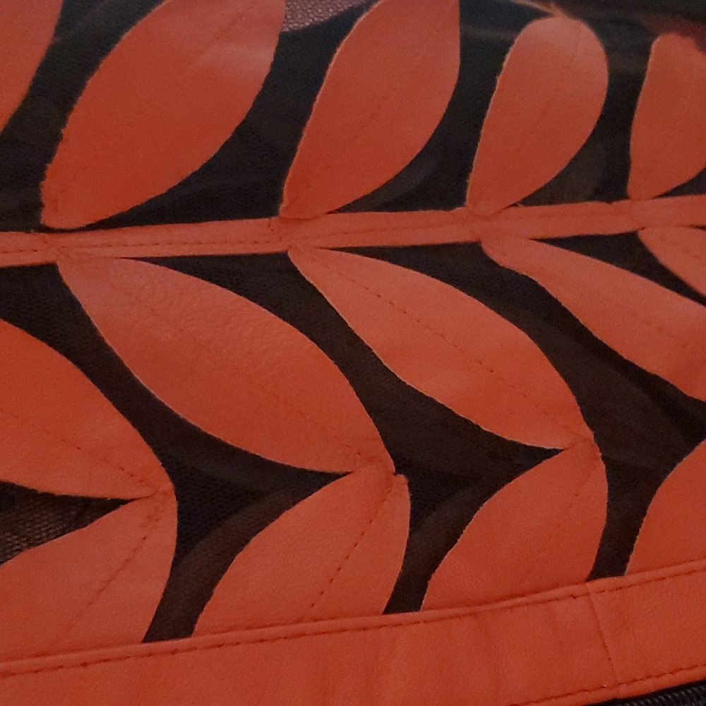 DEMIRART Red Lamb Leather On Mesh Leaf  Jacket Medium - Picture 4 of 6